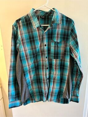 Lrg Teal Plaid Long-Sleeve Button-Down Shirt
